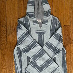 Faherty Brand Baja Hoodie Poncho in Marina Stripe | Size: L